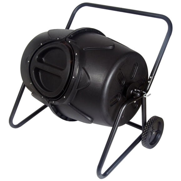 KoolScapes 50-Gallon Tumbling Composter Bin, Rotatable Wheeled Composting System for Garden, Easy Waste Recycling, Black