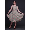 thumbnail image 3 of Bimba Robe d'Été Sans Manches à Col Rond pour Femmes, Imprimée de Feuilles Grises et de Bégonias, Tenue Décontractée - Très Petit, 3 of 6