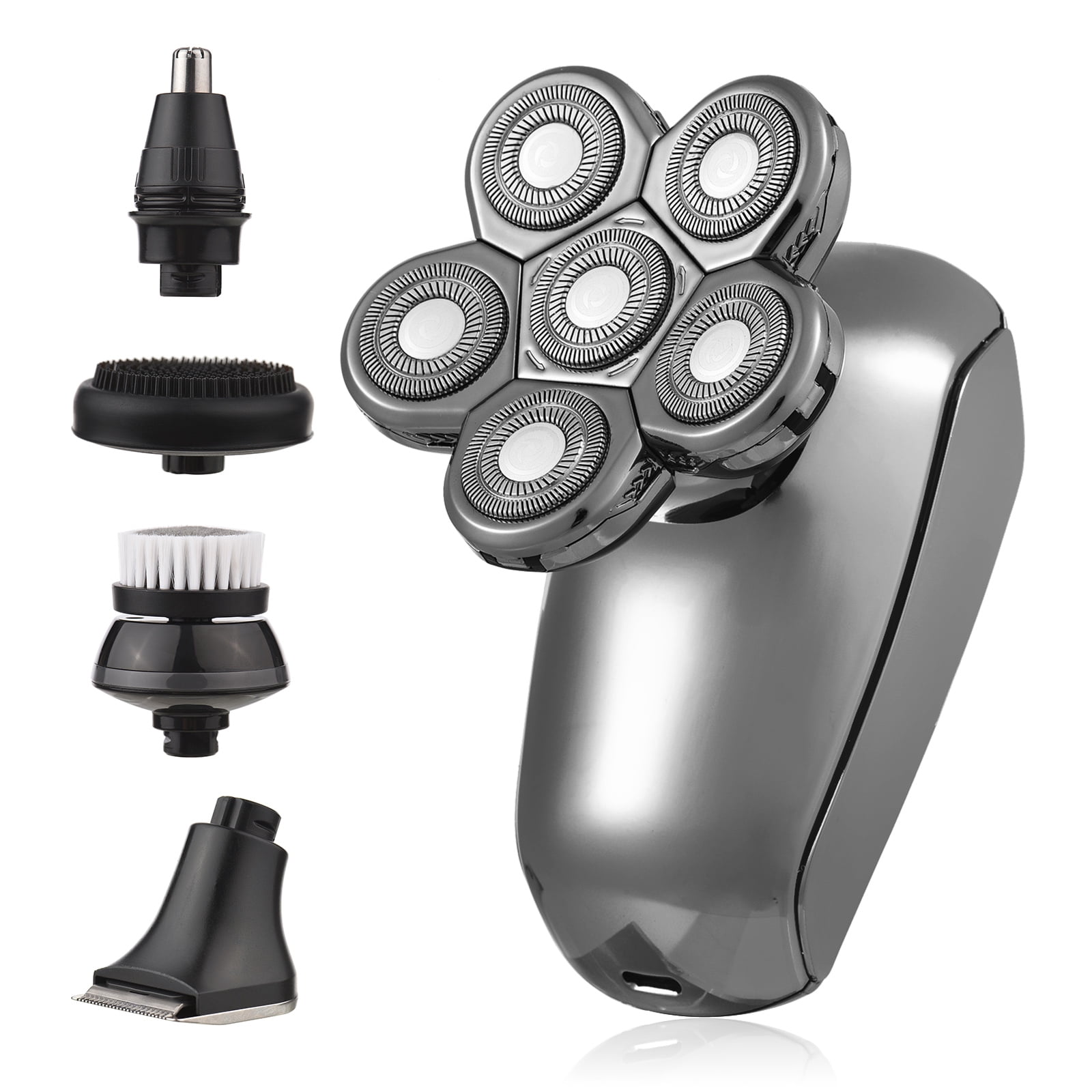 Amdohai Bald Head Shavers for Men Electric Rotary Razor LCD Display Beard Trimmer Grooming Kit 6D Razor with Shaver Facial Cleaner Nose Trimmer Dry Waterproof 800mAh USB Rechargeable Cordless