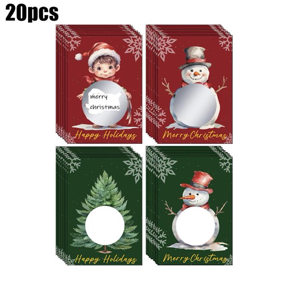 80 Pcs Cartes à Gratter de Noël, Cartes à Gratter Vierges de Noël avec Motifs Festifs d'Hiver