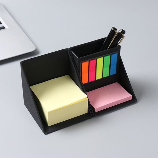EGNMCR Kitchen Utensils Set, Note Pad 5 Color Strip Sticker Message Paper Brick Rotary Folding Storage Note Box Store sticky notes