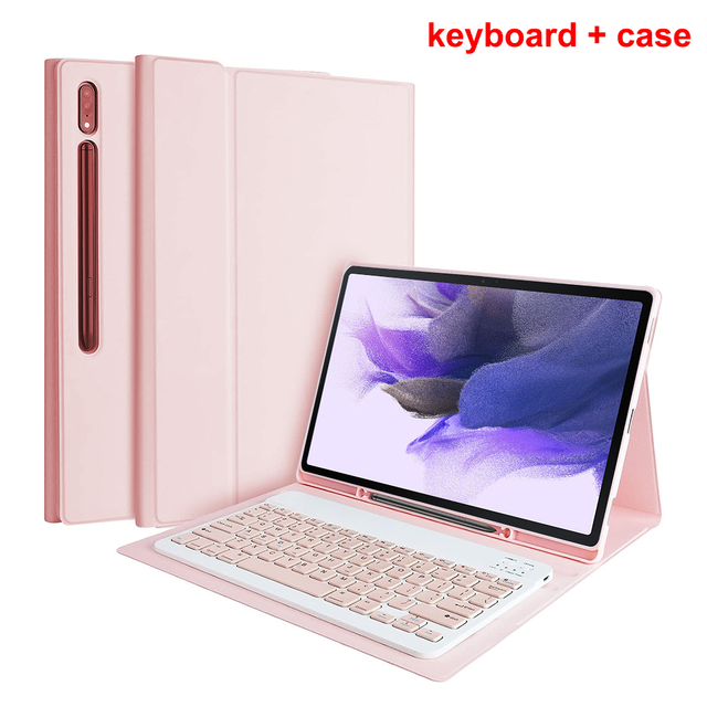 For Samsung Galaxy S7 FE Keyboard Case Full Cover For Galaxy Tab S8 S7 Plus Ultra S6 Lite A8 Tablet Protection Case Keyboard English Pink S8 Ultra 14.6 inch