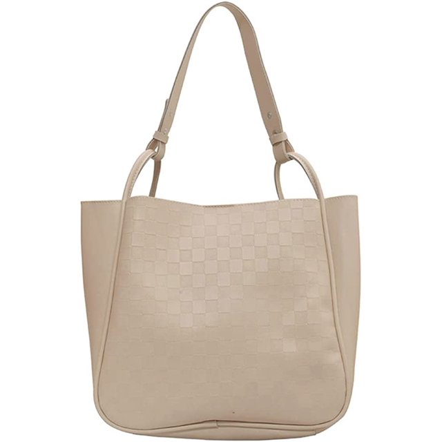 LinYooLi Women Fashion Mini Grid Tote Hobo Handbag Shiny Faux Leather Shoulder Bag Purse