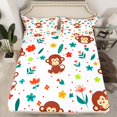thumbnail image 2 of YST Monkey Sheets Full Sheet Set For Girls Kids Cute Flower Animal Sheet Set, Wild Animal Bed Sheets Set Botanical Flower Pattern 3D Bedding Set, 1 Top Sheet 1 Fitted Sheet 2 Pillowcases, 2 of 5