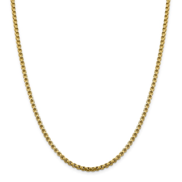 Pendentif Breloque Chaîne Boîte Ronde 24 Pouces 3,6 mm en Or Jaune 14k