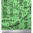 thumbnail image 1 of Soimoi Green Modal Satin Fabric Architectural Structure Architectural Print Fabric by the Yard 42 Inch Wide, 1 of 5
