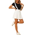thumbnail image 4 of Unique Bargains Jupe à Bretelles Mini Décontractée pour Femme en Coton Lavé à Boutons devant Blanche TG, 4 of 6