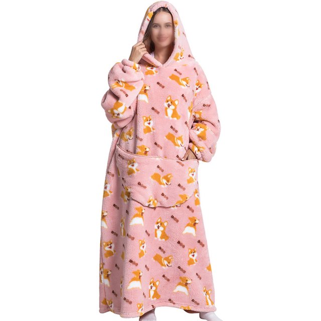 LUXUR Chemises de Nuit à Capuche pour Femmes, Robe de Nuit, Robe de Sommeil, Imprimé Corgi