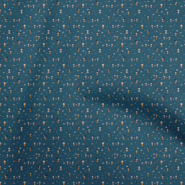 oneOone Rayon Teal Blue Fabric Random Sewing Material Print Fabric By The Yard 56 Inch Wide