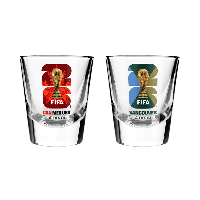 ENSEMBLE DE 2 VERRES À SHOT 59 ml (2 oz) CLE FIFA 2026 EMBLÈME DU CANADA & VANCOUVER