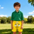 thumbnail image 4 of Toddler Boys Swim Trunks Solid Color Cute Expression Print Quick Dry Shorts, Little Boys Swim Trunks with Pockets for Beach Pool Summer, 4 of 6