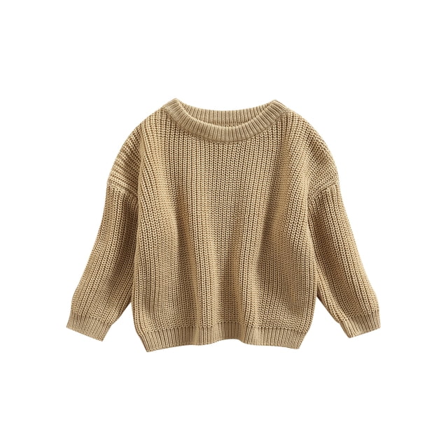 Faithtur Toddler Baby Round Neck Sweaters, Winter Warm Long Sleeve Candy Color Knit Pullovers