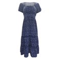 thumbnail image 4 of 2025 Robe d'Été pour Femmes Évasée Robes Courtes pour Femmes Robe à Manches Décontractée Imprimé Floral Robes Extensibles pour Femmes Décontractées Fluide Midi, 4 of 6