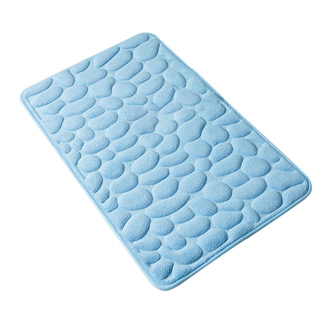 Hi,Fancy Embossed Bath Mat Quick-Drying Solid Color Shower Absorbent Bathroom Rug Large Kitchen Washroom Door Bathmat Kids Safety Light Blue 60x90cm
