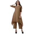 thumbnail image 2 of Moomaya Ensemble Kurti Kurta Pantalon pour Femmes Col Bateau Imprimé Robe 2 Pcs Tenue Ethnique, 2 of 6