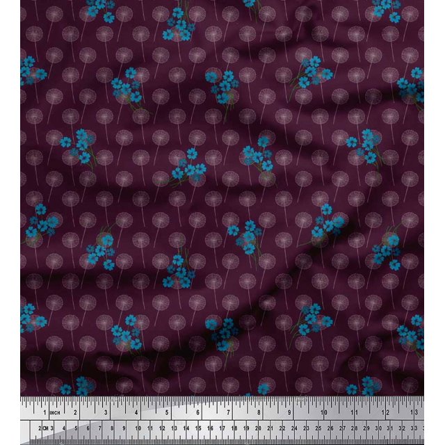 Soimoi Moss Georgette Fabric Artistic Floral Print Sewing Fabric Yard 42 Inch Wide
