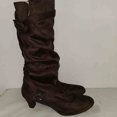 thumbnail image 5 of Kcodviy Bottes Mi-Hautes pour Femmes de Commerce Extérieur d'Automne et d'Hiver Nouvelles Mi-Hautes pour Femmes à Talon Moyen à Enfiler Mi-Hautes pour Femmes, 5 of 5