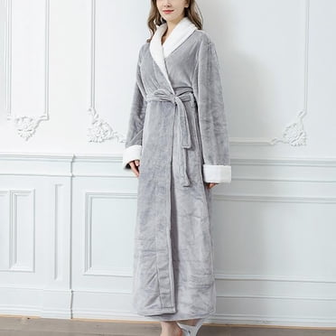 Shawl Collar Robes for Women Fleece Clearance Patch Pockets Long Robes for Women Plus Size with Shawl Collar Soft Warm Spa Bathrobe Winter Women Bathrobe Clearance Sale Fashion Deals
