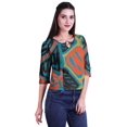 thumbnail image 2 of Moomaya Printed Keyhole Neck Ring Top Casual 3/4th Sleeve Tees Tank Tunic Top, 2 of 5