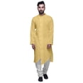 thumbnail image 1 of Atasi Kurta pour Homme en Coton Slub Uni à Boutons, Manches Longues, Tenue de Fête Indienne, 1 of 5