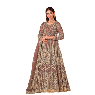 Custom Made Indian Premium Designer Heavy Net Anarkali Gown With Dupatta For Party Wear Suit