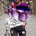 thumbnail image 1 of TIMIFIS T-Shirt en Coton à Manches Longues pour Homme, Chemises Imprimées Graphiques, Hauts - Violet - Automne, 1 of 5