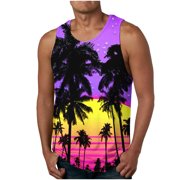 COM1950s Tanks for Men, New Casual Men's Summer Loose Waistcoat Print Sport Round-Neck Tank Features
