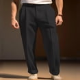 thumbnail image 2 of Men's Casual Dress Pants Button Waist Flat Front Pant Straight Leg Trousers, 2 of 6