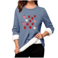 thumbnail image 2 of Heisall Chemises de Base pour Femmes Automne Hiver Imprimé Floral Col Rond Manches Longues Épaissies Polaire Teddy Shearling Chaud Ajusté Hauts Thermiques pour Usage Quotidien par Temps Froid, 2 of 3