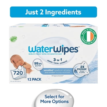 WaterWipes Sensitive+ Newborn & Baby Wipes, 99.9% Water, Unscented & Hypoallergenic