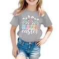 thumbnail image 1 of MIASHUI T-Shirt Graphique Lapin de Pâques pour Filles Été Garçons Manches Courtes Tee Top, Gris, 5-6 Ans, 1 of 1