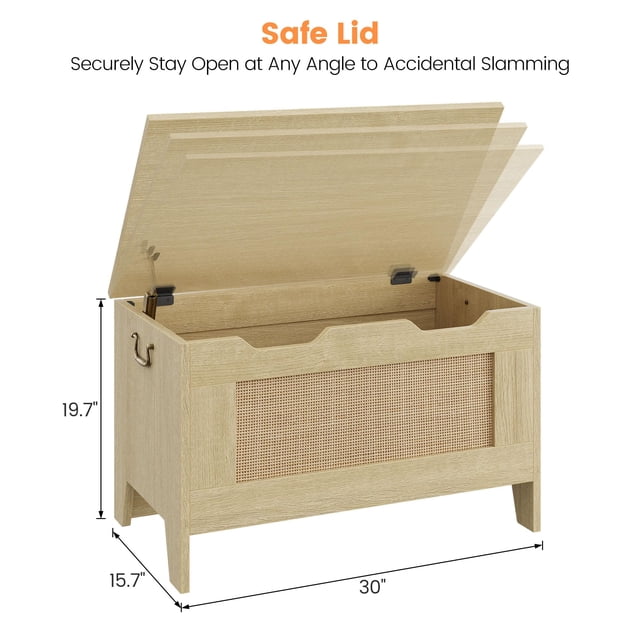 BeesClover Storage Chest, Storage Bench with Safety Hinge, Wooden Storage Trunk, Flip Top Blanket Storage Chest Trunks, Bench Storage for Entryway, Living Room, Bedroom