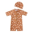 thumbnail image 1 of Hiiyo Boys Short Sleeve Zip-Up Rash Guard One-Piece Swimsuit UPF 50+ Bathing Suit, 1 of 2