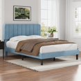 thumbnail image 1 of VECELO Full Size Upholstered Beds, Modern Platform Bed Frame with Adjustable Headboard, Wooden Slats Support/No Box Spring Needed, Light Blue, 1 of 8