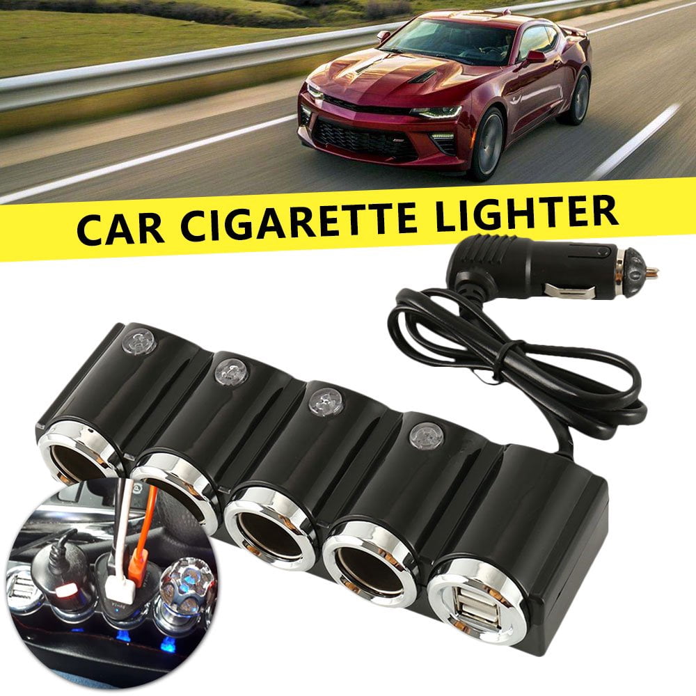 Cigarette Lighter Adapter 12V/24V Car Charger Adapter with 2 USB Ports Multifunction Car Charger with power indicator LED for All Phones & Car Devices