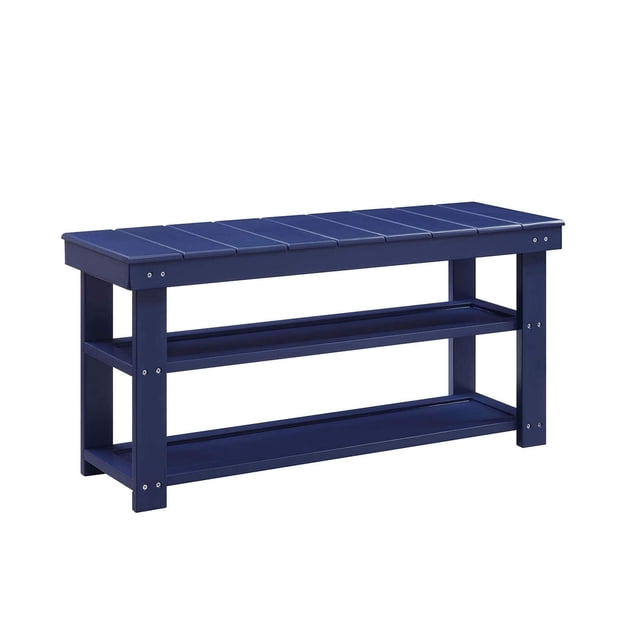 Convenience Concepts Oxford Utility Mudroom Bench in Blue Wood Finish