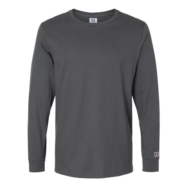 Russell Athletic Mens Combed Ringspun Long Sleeve T-Shirt, M, Charcoal Grey
