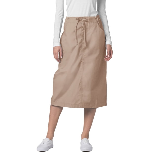 Adar Universal Scrub Skirts For Women - Mid-Calf Drawstring Scrub Skirt