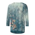 thumbnail image 4 of Chemisiers pour Femmes T-shirt Ample Imprimé de Mode pour Femmes Blouse à Manches 3/4 Col Rond Hauts Décontractés Hauts pour Femmes Été Décontracté en Liquidation, 4 of 5