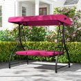thumbnail image 4 of Gymax Balancelle Convertible pour Patio/terrasse avec Auvent Réglable et Coussin Épais, Couleur Vin, 4 of 9