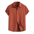 thumbnail image 1 of Diufon Linen Shirts for Men Casual Button Down Short Sleeve V Neck Tee Textured Summer Beach Vacation Shirts, 1 of 3