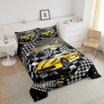 thumbnail image 4 of Erosebridal Gold Sports Car Bedding Full Comforter Set, Racing Car Flag Down Comforter, Black Yellow Grey, Reversible 3 Pieces, 4 of 7