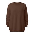 thumbnail image 3 of DPTALR Femmes Solide Col Rond Velours Automne et Hiver Manches Longues Chandails à Capuchon Tops, 3 of 4