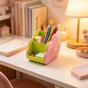 Qiopertar Plastic Desk Organizer Multi Compartment, Cute Cloud Shaped Pen Holder for Stationery, Sturdy Desktop Storage Box for Office Home