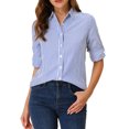 thumbnail image 1 of INSPIRE CHIC Chemises à Col à Revers pour Femmes, Boutonnées, Manches Longues Retroussables, Bleu, TG, 1 of 6