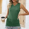 thumbnail image 4 of Timegard Summer Tank Tops for Women V-Neck Sleeveless Side Ruched Comfy Casual Tunic Tops Basic Tee Shirts, 4 of 7