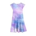 thumbnail image 4 of yoeyez Robes pour Enfants Filles 4-16 Fête Enfants Manches Volantées Robe Maxi à Volants Imprimé Dégradé Col Ras du Cou Robes Soleil Robe de Fête d'Anniversaire pour Enfant Violet,12 Ans, 4 of 5