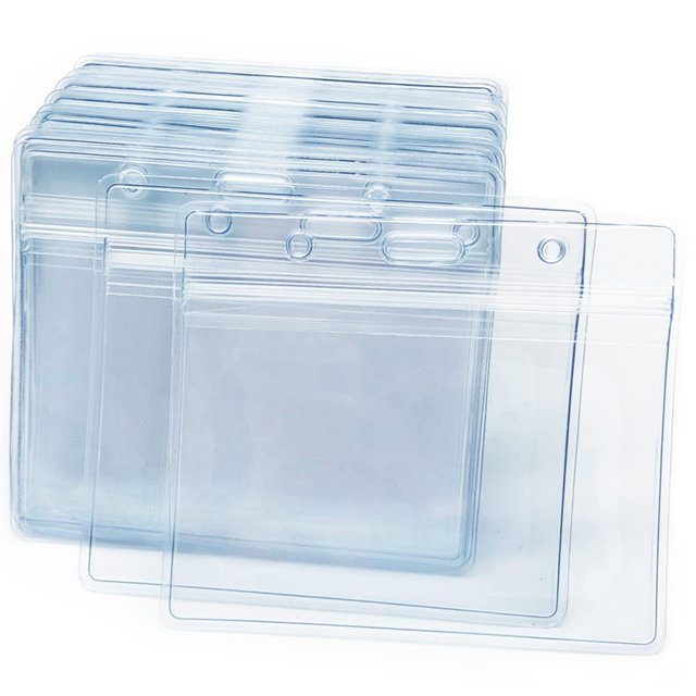 100 Pcs Porte-Badges Horizontaux en Plastique Transparent pour Nom et Carte d'Identité