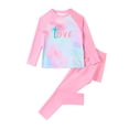thumbnail image 1 of Girls Rashguard Swimsuit Set, Toddler Long Sleeve UV Protection Two Piece Bathing Suit with Cute Print, Kids Sun Safe Swimwear for Beach Pool Summer, 1 of 9