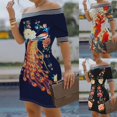 thumbnail image 3 of Short Dress Off Shoulder Skin-friendly Polyester Vintage Bodycon Midi Party Cocktail Dress for Prom, 3 of 8